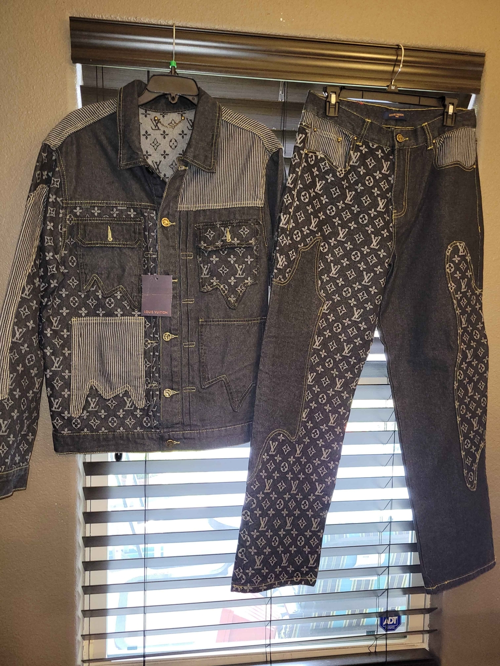 Louis Vuitton Monogram Patchwork Denim Jacket & Jeans Set L 32 W